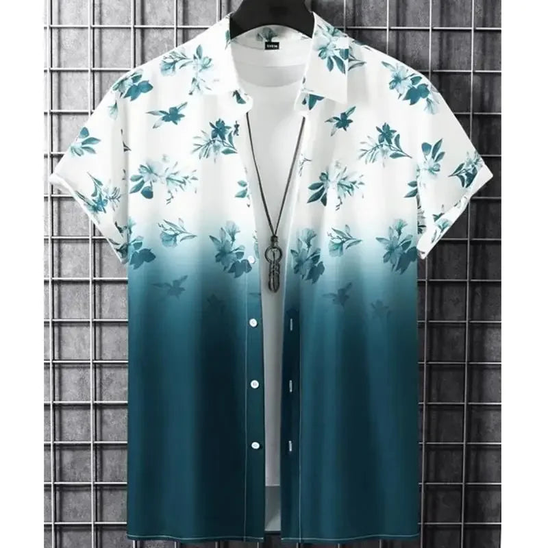 2026 Hawaiian Men'S Shirt 3d Gradient Printing Loose Oversized Shirts and Blouses High-Quality Clothing Beach Party Sweatshirts