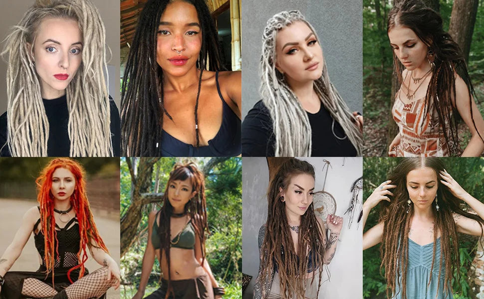 Dreadlock Extensions, 22" Brown to Blonde Synthetic Crochet Dreads Extensions 100% Handmade Single Ended Dreads Thin 0.6cm Width