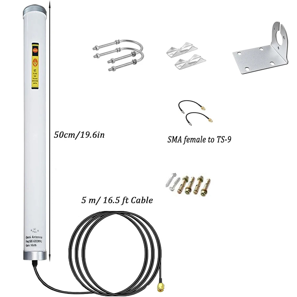 Outdoor 5G 4G LTE Omni Directional Cellular Phone Antenna 600-6000MHz 12dBi T-Mobile Compatible for Cell Phone Booster Router