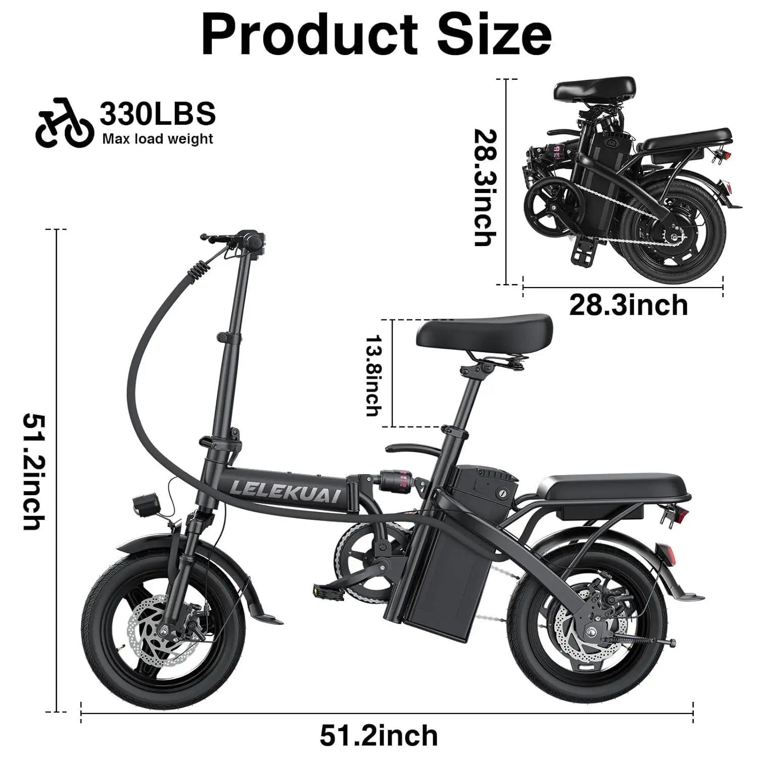 Electric Bike for Adults and Teens, 520W-1200W Motor, 20-28MPH, 32 Miles Range, 48V 10Ah Battery, 3-Level Pedal, Customized