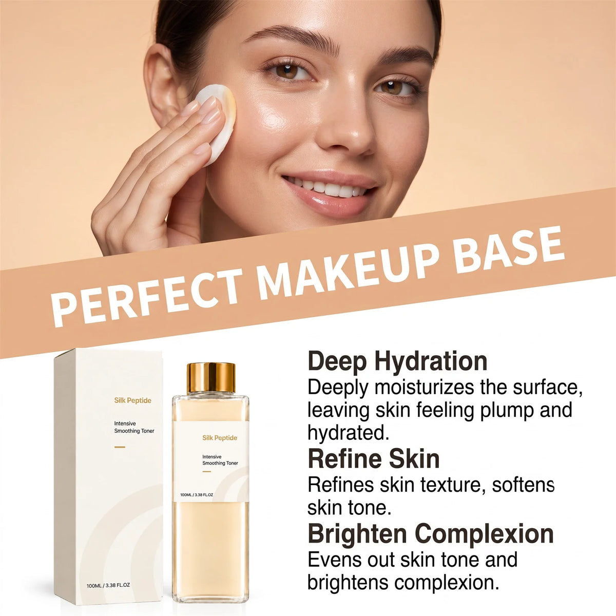Silk Peptide Intensive Toner Soothe Facial Sensitive Area Effective Moisturizing Revitalize Skin Brighten Face Hydrating Toner