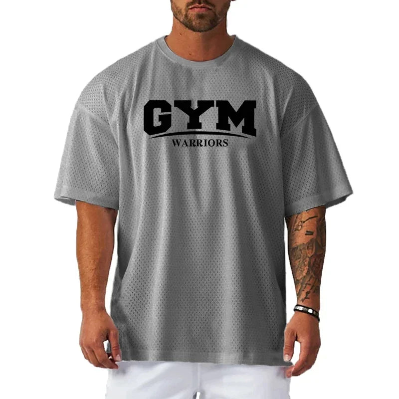 Summer Gym Fitness Men's T-shirt 3D Letter Printed Fashion Round Neck Pullover Short Sleeve Daily Sport Quick-dry Men Clothing