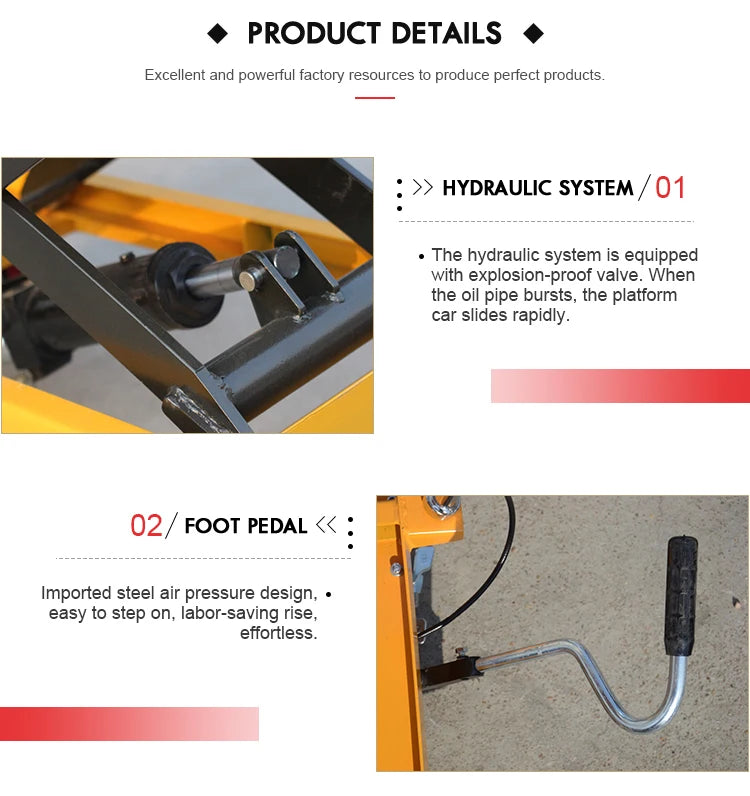 Foot-operated Scissor Lift Table Mobile Portable Folding Manual Hydraulic Lifter Table