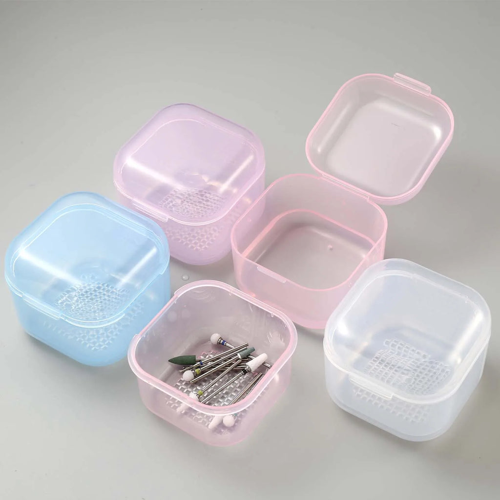 Nail Drill Bits Disinfection Box Double Layer Filtration Cleaning Box Manicure Storage Case Nail Brush Cleaning Container