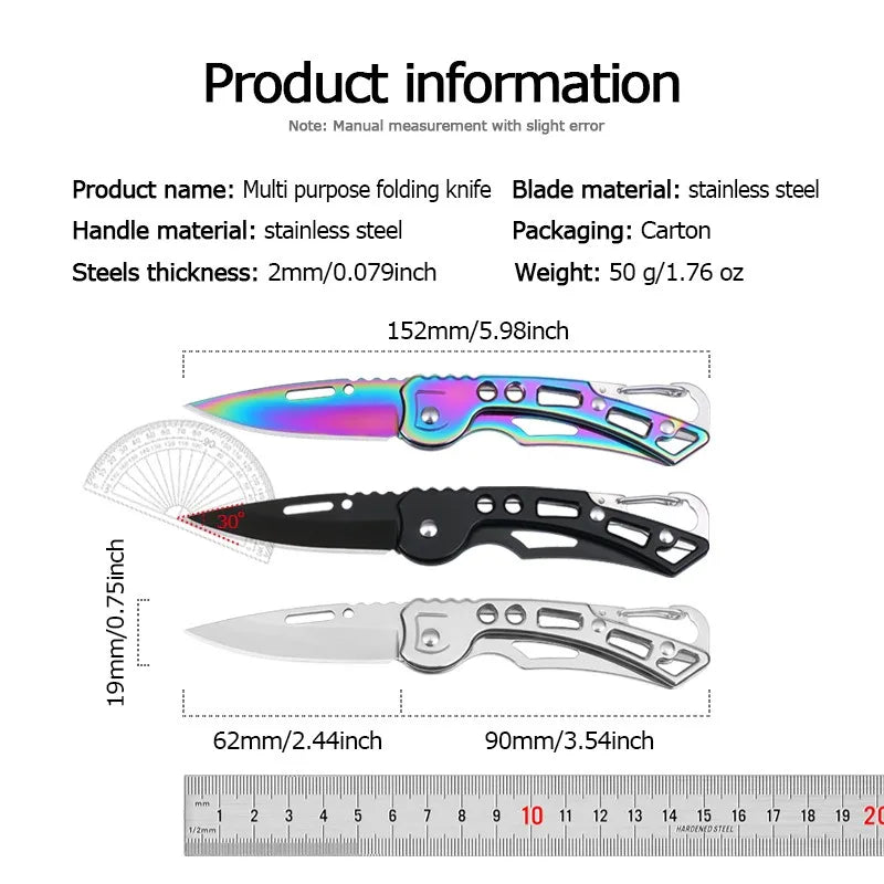 Multi-function Stainless Steel Folding Knife Katana Samurai Sabre Hanging Vegetable Fruit Knife Kitchen Gadgets Home Accessory
