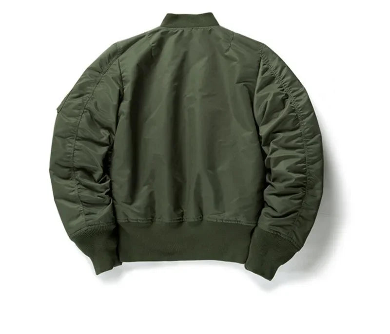 American Style Thickened Baseball Uniform Autumn Winter Army Green MA-1 Bomber Jacket Plus Size Stand Collar Work Jacket For Men