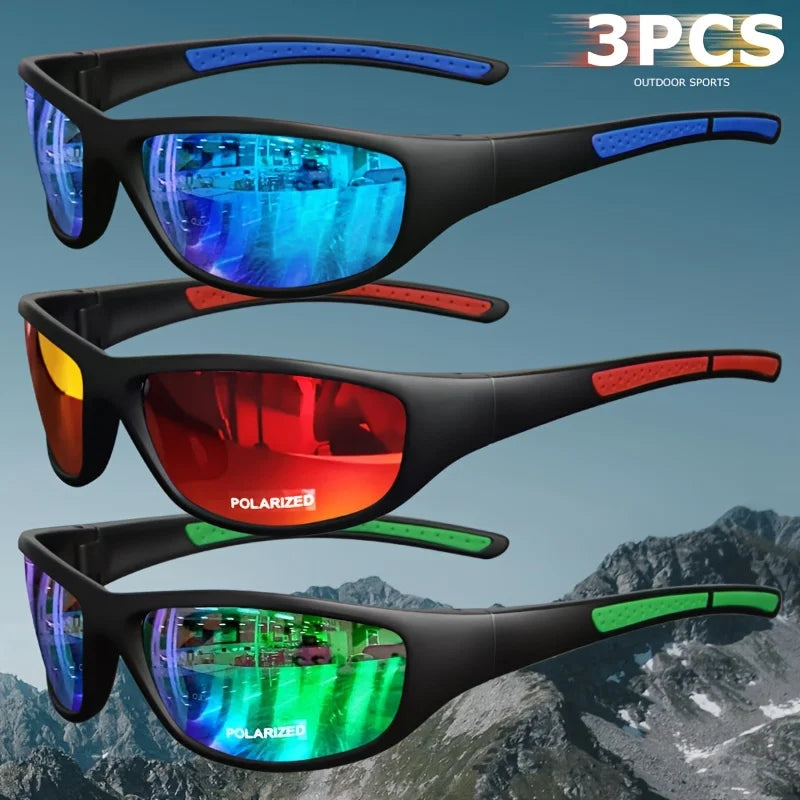 1/3PCS Polarized Sports Sunglasses Set High-Quality Photochromic Wraparound Lenses for Cycling Fishing Driving Night Vision, UV
