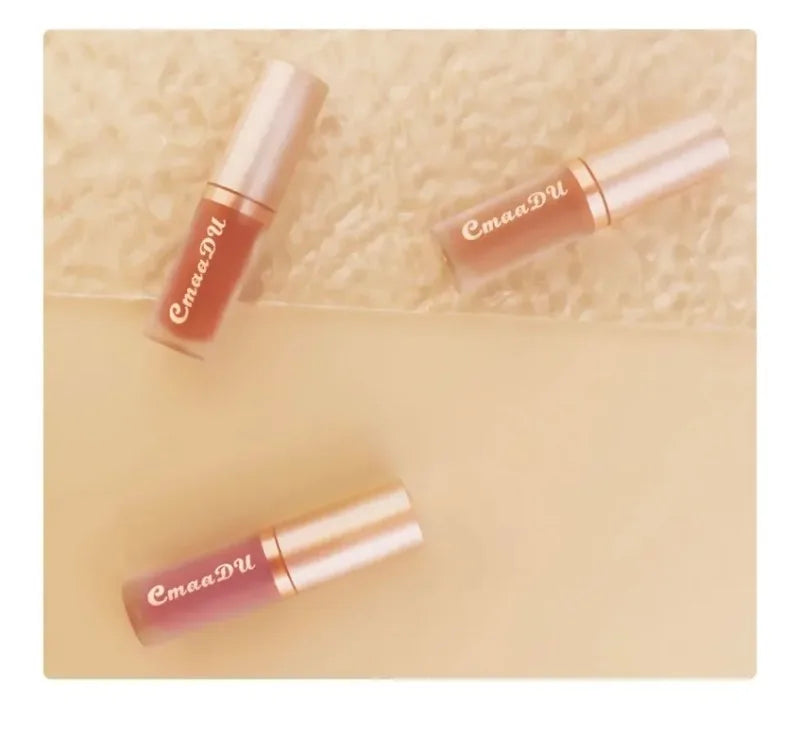 12 Colors Matte Velvet Lip Glaze Waterproof Liquid Lipstick Nude Brown Moisturizing Long Lasting Non-stick Cup Lip Gloss Makeup