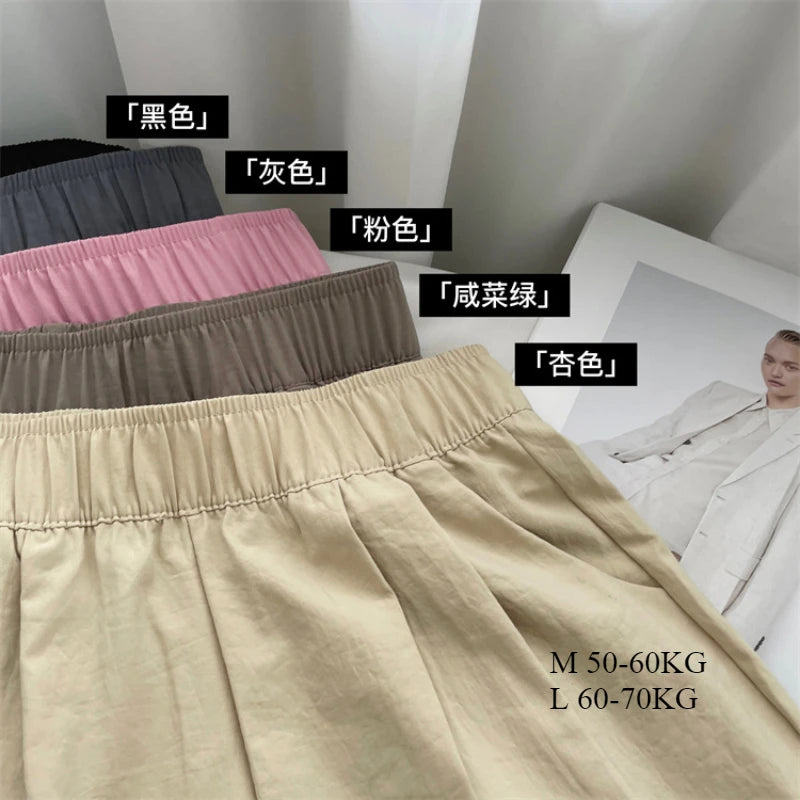 Women Shorts with Pockets Casual Basics Thin Simple Loose Fit Wide Leg Female Bottom Pants Fitness Sport Solid Running Shorts