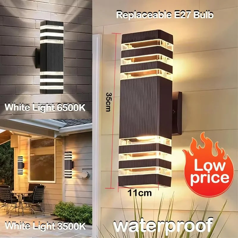 Outdoor LED Wall Lights E27 Up Down Exterior Wall Sconce IP65 Waterproof Led Sconce Lamp for Porch Front Door Garden Wall Lamp