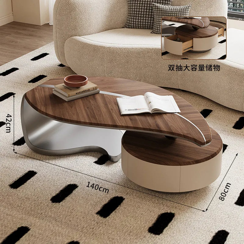 Light luxury solid wood leaf coffee table living room home antique special-shaped coffee table