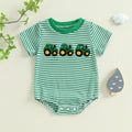 Newborn Baby Romper Summer Crewneck Romper Clothing Waffle Truck Embroidery Stripe Jumpsuits Toddler Infant Boys Girl Playsuit