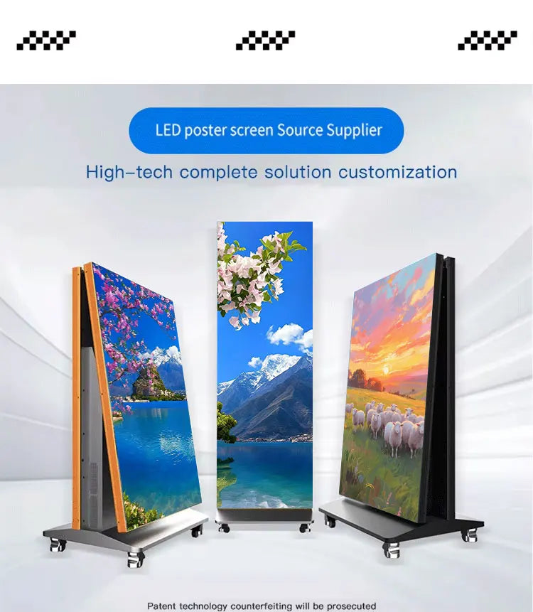 Floor-to-ceiling large poster display P1.53P1.86P2P2.5P3 digital signage, portable indoor LED display