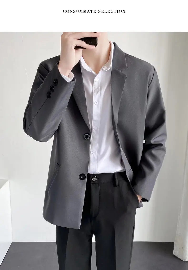 2025 men's spring and autumn casual suit jacket fashionable lightweight work office business slim fit Western style top