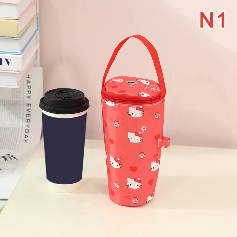 Sanrio Handheld Water Cup Bag Hello Kitty Cold Insulation Heat Preservation Portable Cartoon Water Bottle Pocket Kawaii Outdoors