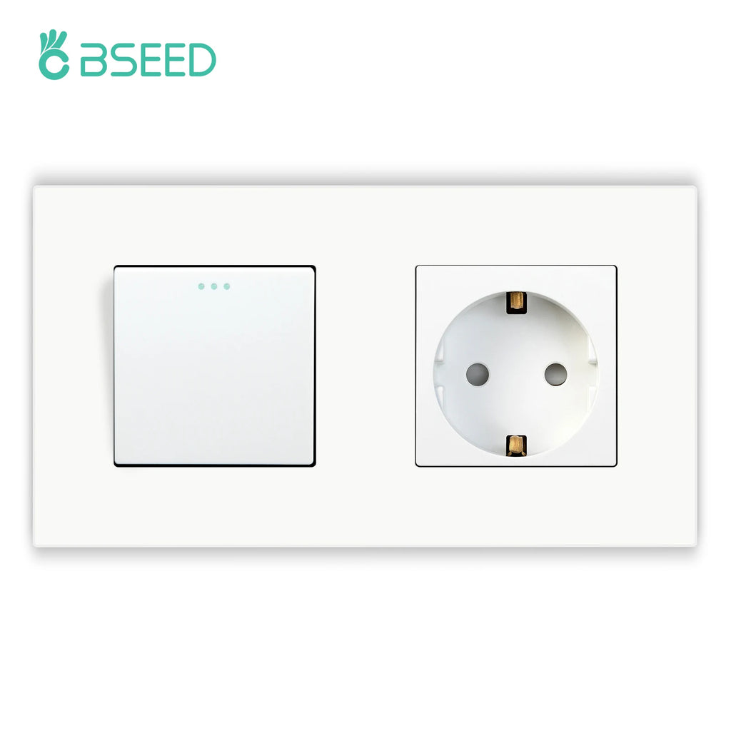 BSEED EU Wall Sockets Type-C USB Power Sockets Double Electric Sockets Triple Outlets Plastic Frame Germany Socket With Dual USB