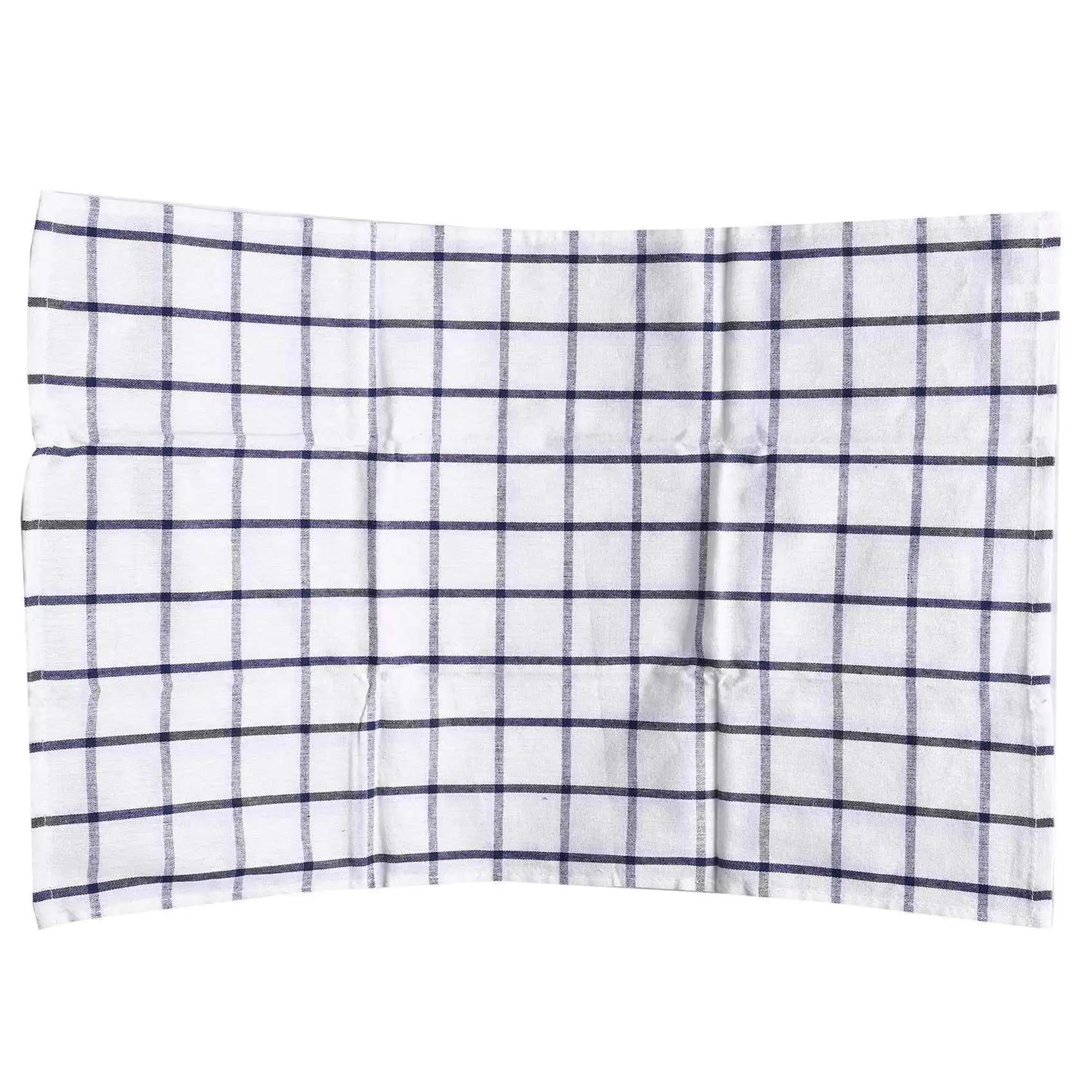 AFOURT-6Piece High Quality Blue White Plaid Striped Tea Towel Kitchen Towel Napkin Table Cloth 100% Cotton Woven Fabric