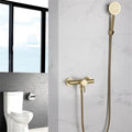 Brushed Gold Bathroom Shower Faucet Set Wall Mounted  ,  Cold and Hot Bath and  Mixer Taps Brass
