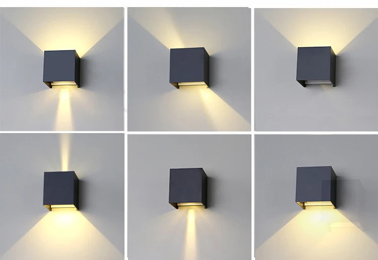 6W/12W LED Wall Light Outdoor Waterproof IP65 Garden Yard Wall Lamp Indoor Bedside Decoration Lighting Aluminium AC110V 220V