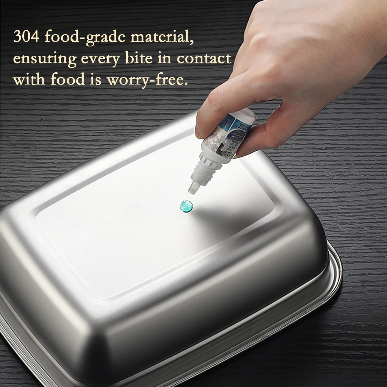 304 Stainless Steel Lunch Box Set with Silicone Transparent Lids Stackable Food Storage Containers for Kitchen School Office