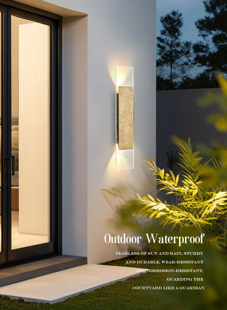 Outdoor Waterproof Wall Lamps Strip Natural Stone Wall Lights 18W LED Porch Wall Sconces Bedroom Exterior Lighting Fixtures