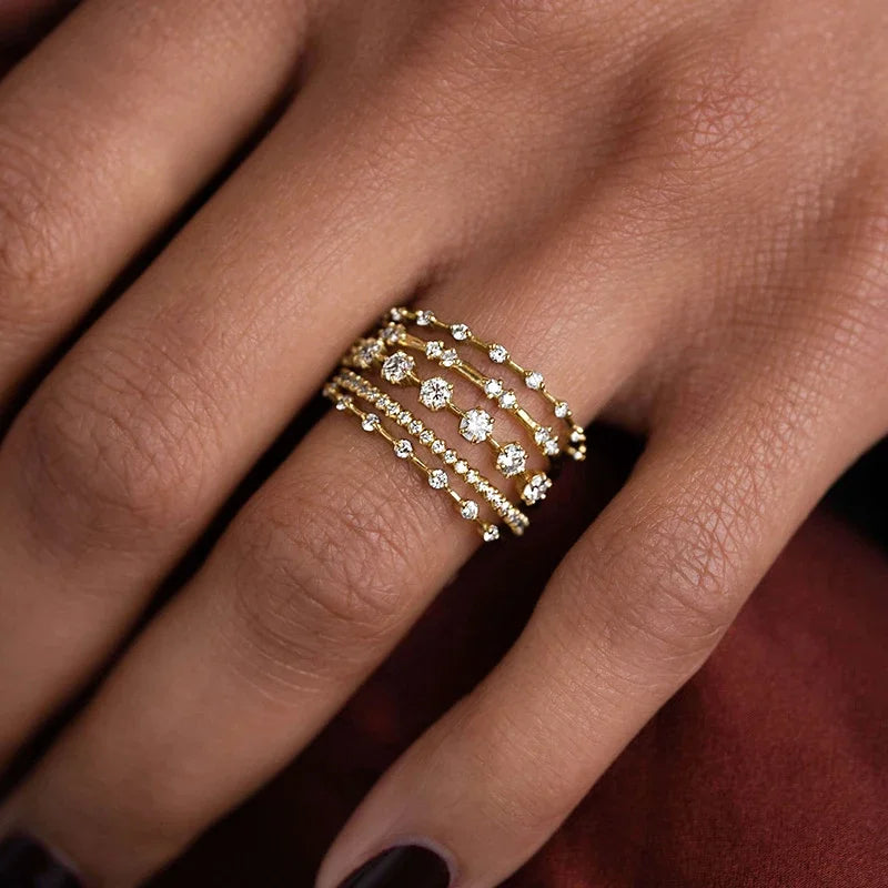 CAOSHI Gorgeous Stylish Wedding Party Rings with Multi-layer Zirconia Female Luxury Fashion Finger Accessories Delicate Jewelry