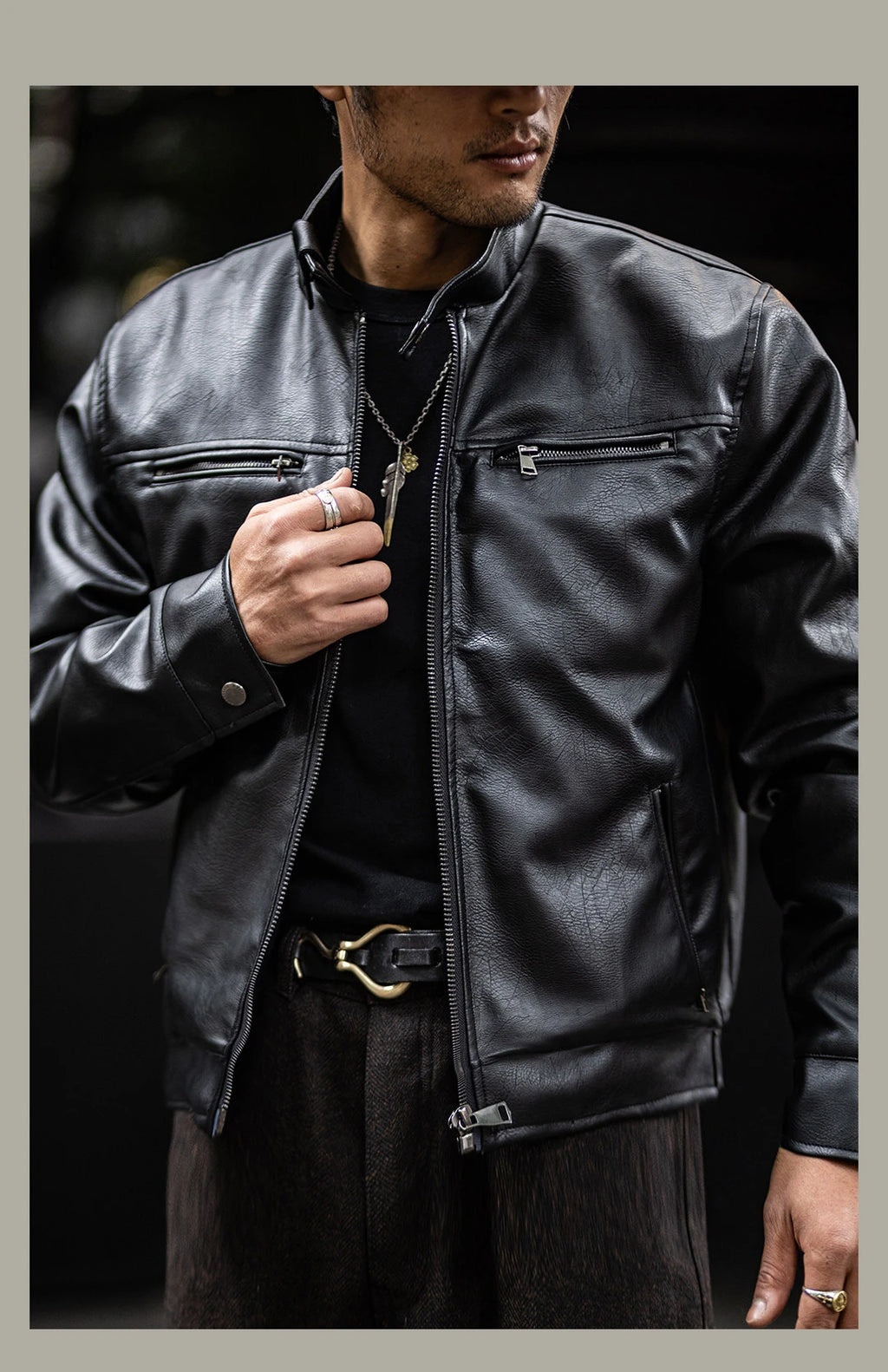 Vintage motorcycle leather jacket, men's leather jacket