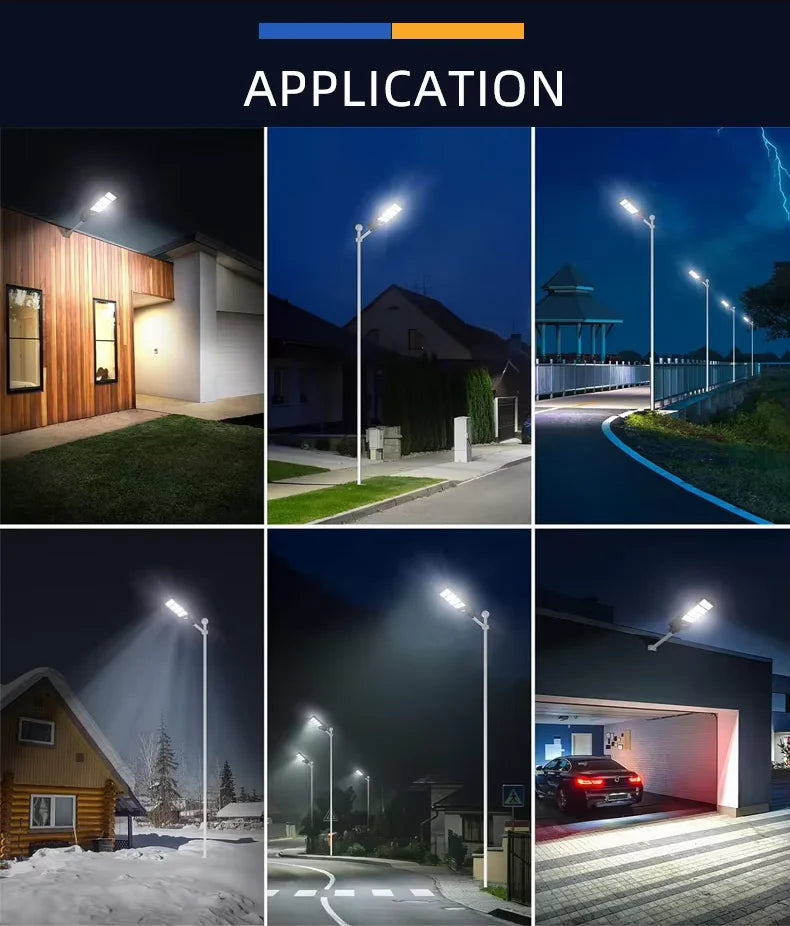 300W Powerful Solar Light Outdoor Solar Street Light 6000mah Waterproof Automatic Dusk to Dawn Street Light For Garage Garden