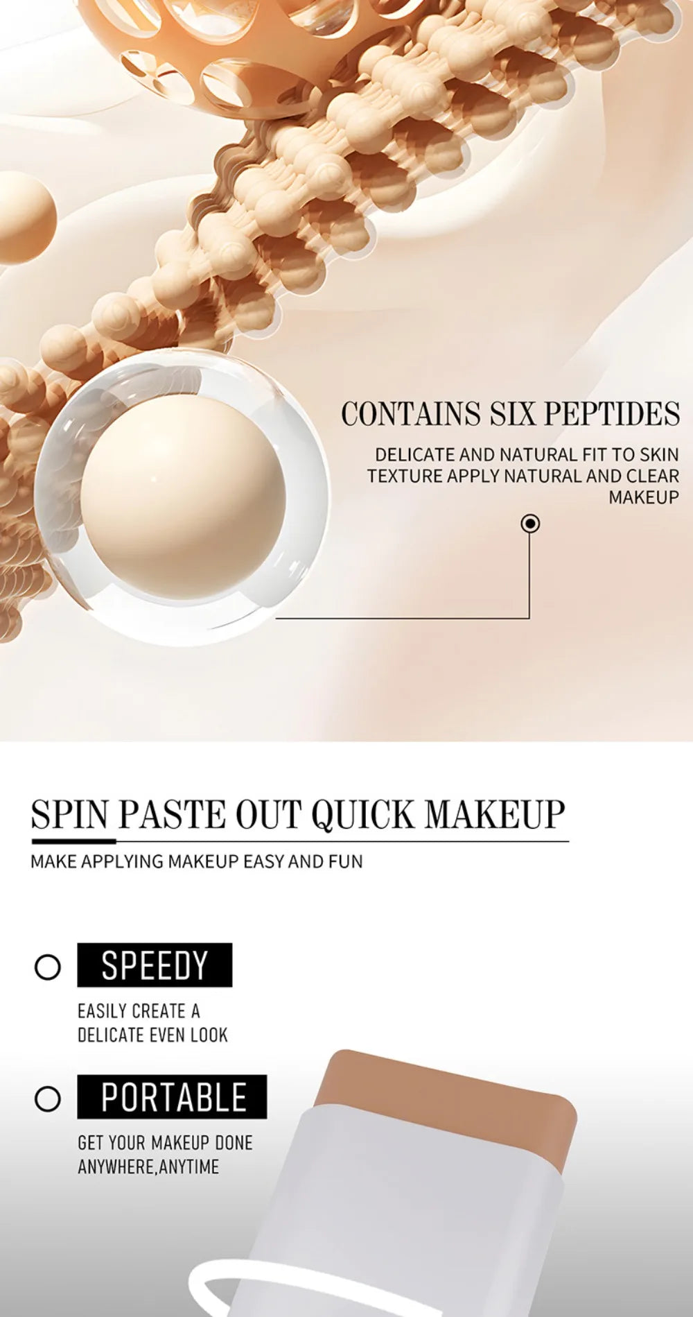 Thin and Comfortable Perfect Cover Stick Waterproof Long-lasting Foundation Cream with Brush Instant Natural