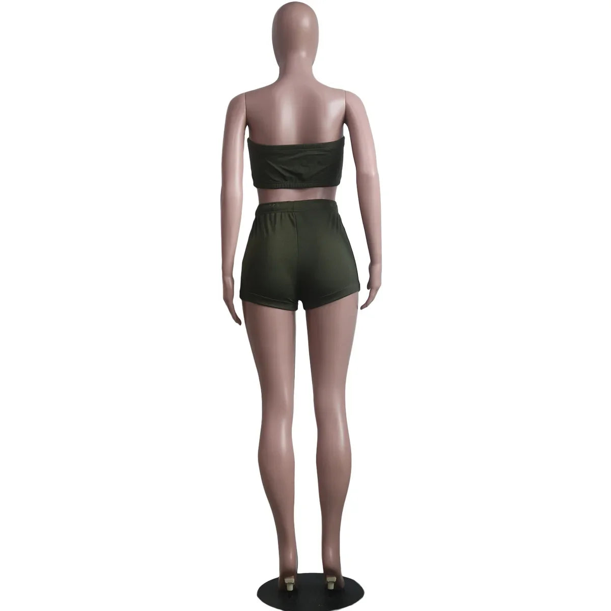Thin Summer New Solid Color Lace Up Tracksuits Women Sleeveless Backless Tube And Shorts Two Piece Sets Casual 2pcs Outfits