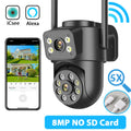 Dual Screen WiFi Security Camera 4K 8MP Dual Lens Surveillance Camera Human Detection Night Vision 5X Zoom Home Outdoor Security