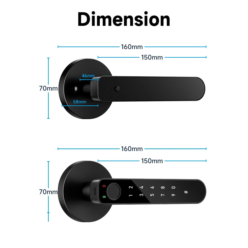 ICCSSI Tuya Electronic Digital Lock Smart Fingerprint Lock IC Card/Password/Fingerprint/key/APP Unlock for Apartment B208APRO
