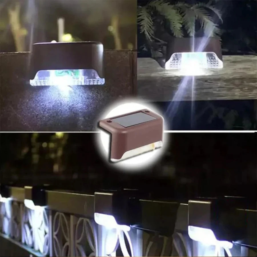 1/4PCS Solar LED Deck Lights Waterproof Outdoor Step Fence Lighting for Patio Yard Stairs Automatic Dusk-to-Dawn L-Shaped Design