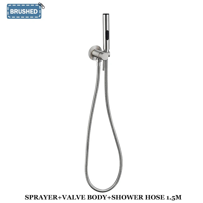 Brass Bidet Faucet 304Stainless Steel Portable Toilet Bidet Sprayer Set Toilet Faucet Hygienic Shower Hot Cold Water Shoer Head