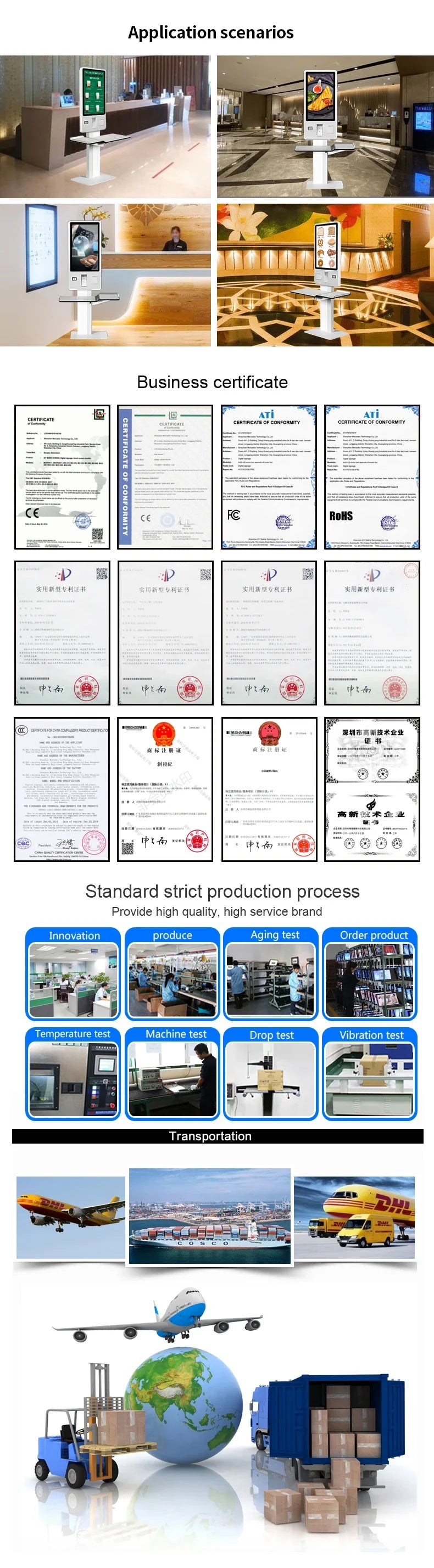 24 27 32 43 Inch Supermarket Self Check Out Touch Screen Kiosk Android PC All In One Self Service Pos Terminal