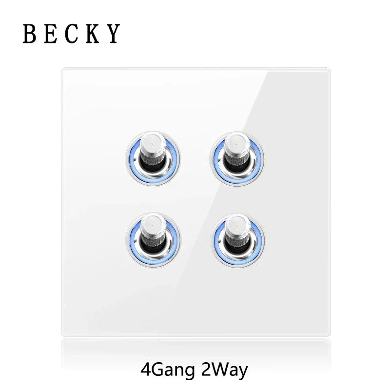 White Tempered Glass Work Driving Arm Wall Light Switch Led Indicator Light EU UK Standard 1/2/3/4gang Bedroom Usb Switch Socket
