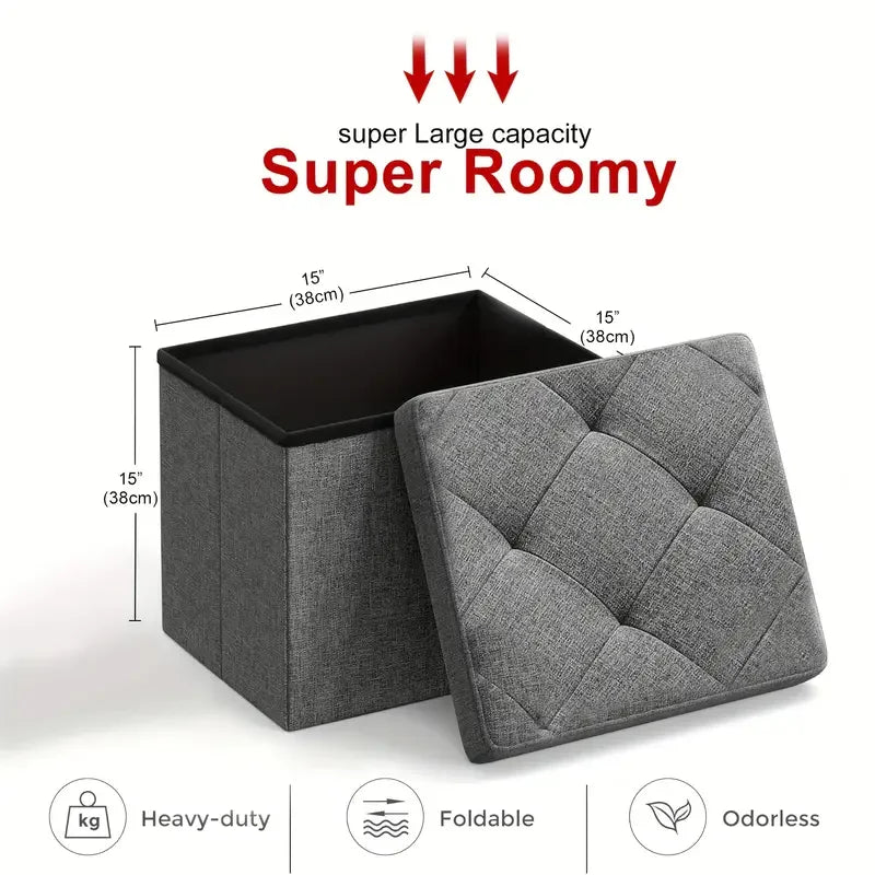 [Multi-Purpose Ottoman Bench] Heavy-Duty Multi-Purpose Folding Storage Ottoman Bench With Seat | Indoor/Outdoor, Space-Saving