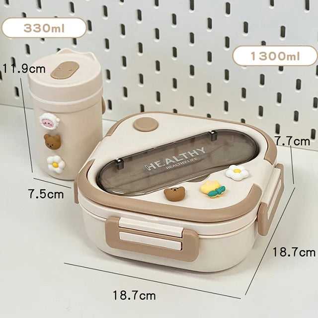New Kawaii Lunch Box For Girls Portable School Kids Plastic Picnic Bento Box With Compartment Microwave Food Storage Containers