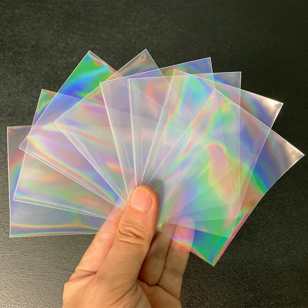 100pcs Board Game Card Sleeves Sweet Heart Foil Transparent Laser Clear YGO PKM Photo Kpop Protector Trading Cards Shield Cover