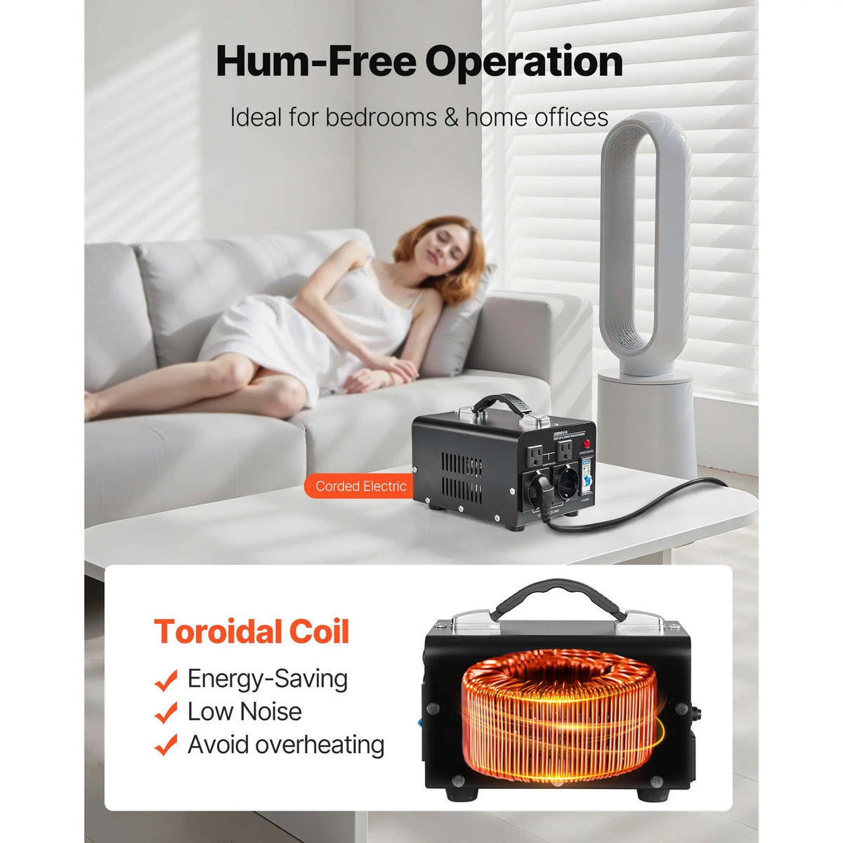 Voltage Converter Transformer, 1000VA, Heavy Duty Step Up/Down Power Transformer, Convert from 110V to 220V and 220V to 110V