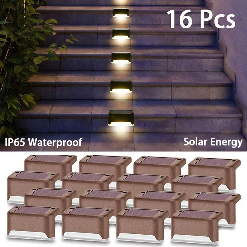 LED Solar Step Lamp Path Stair Outdoor Garden Lights Waterproof Balcony Light Decoration for Patio Stair Fence Light