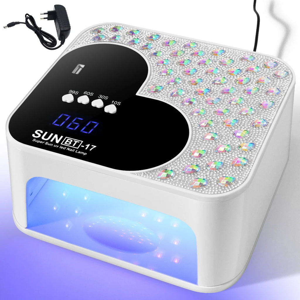 3D Diamond UV LED Nail Lamp For Fast Drying Gel Nail Phototherapy Heart Shape Machine 45 LEDs Manicure Salon Tool Equipment