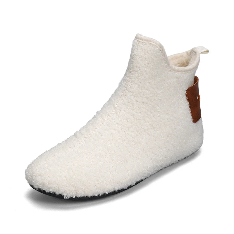 YRZL Winter Cotton Shoes Men High Top Warm Slip on Lightweight Slippers Men Plush Indoor Cotton Loafers Men Winter Warm Shoes
