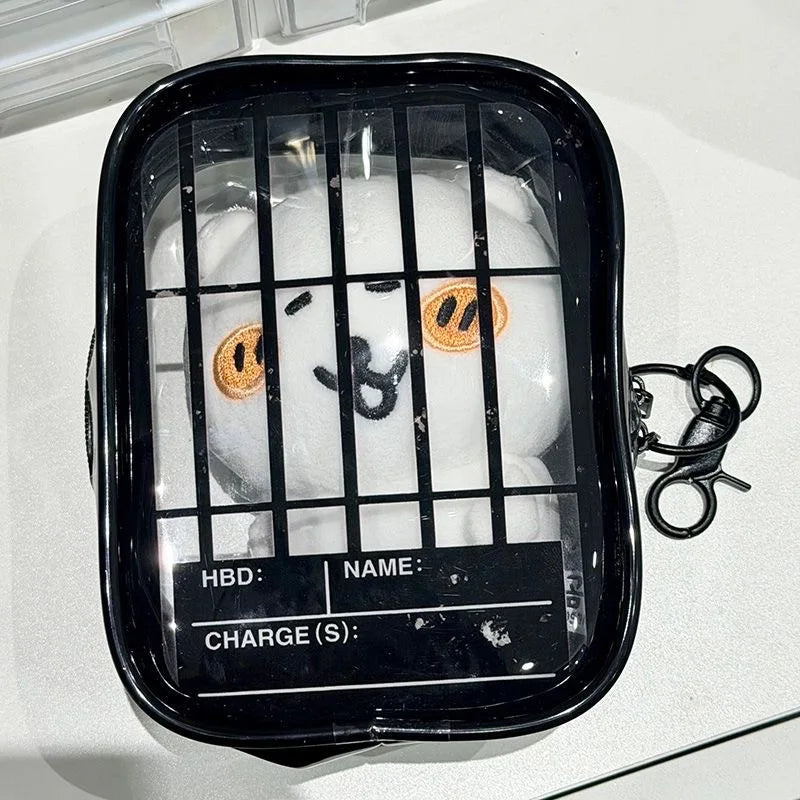 New Fun Creative Prison-themed Itabag Transparent Case For 13cm Doll Portable Clear Keychain Gift Box Collectibles Storage Pouch
