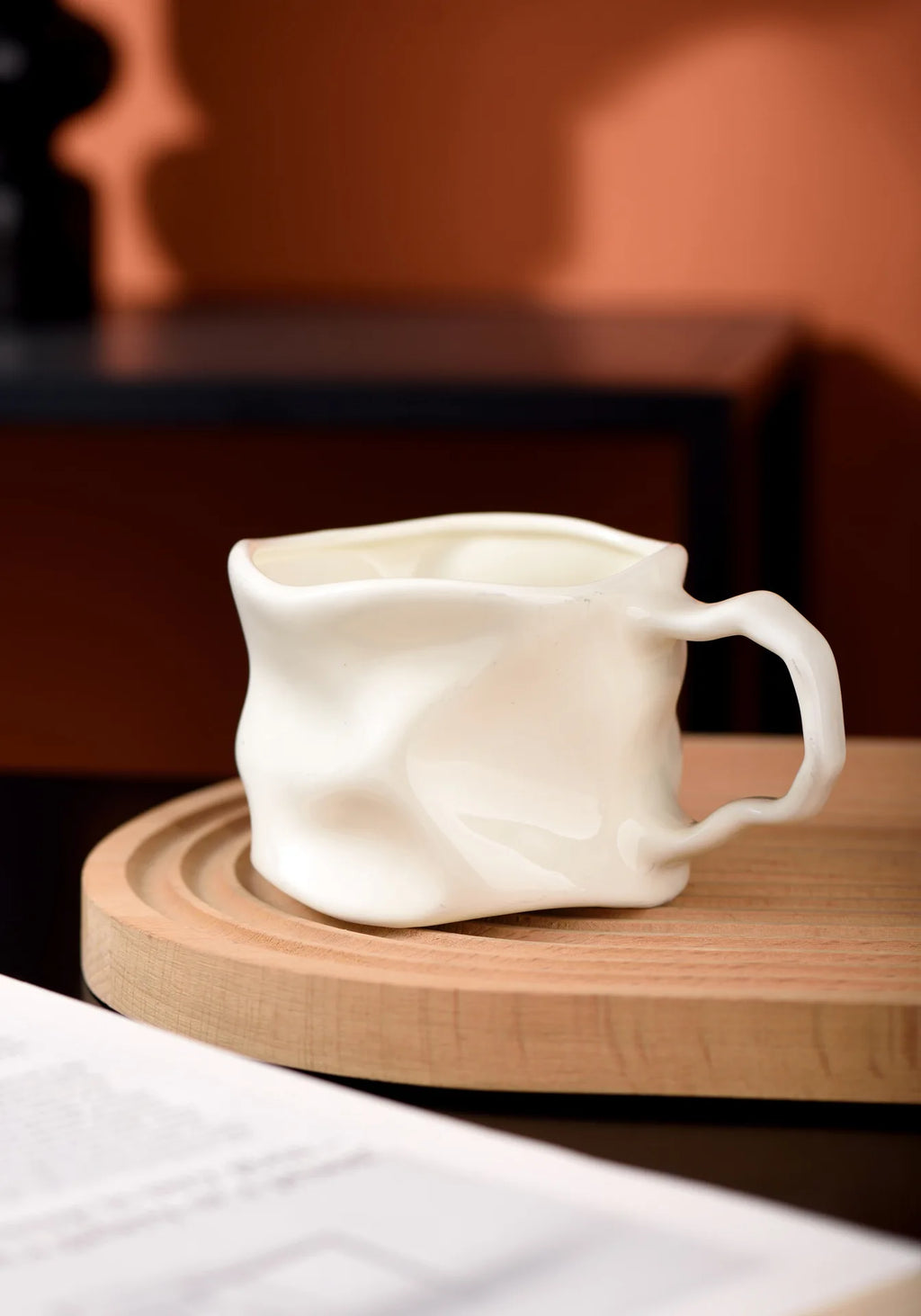Modern Electroplated Silver Ceramic Coffee Cup Artistic Abstract Wrinkled Mug Metallic Imitation Milk Breakfast Cup Couple's Mug
