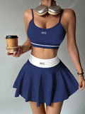 Yoga bra, high waisted tennis skirt, running and fitness pleated skirt, two-piece set, women's comfortable tennis skirt