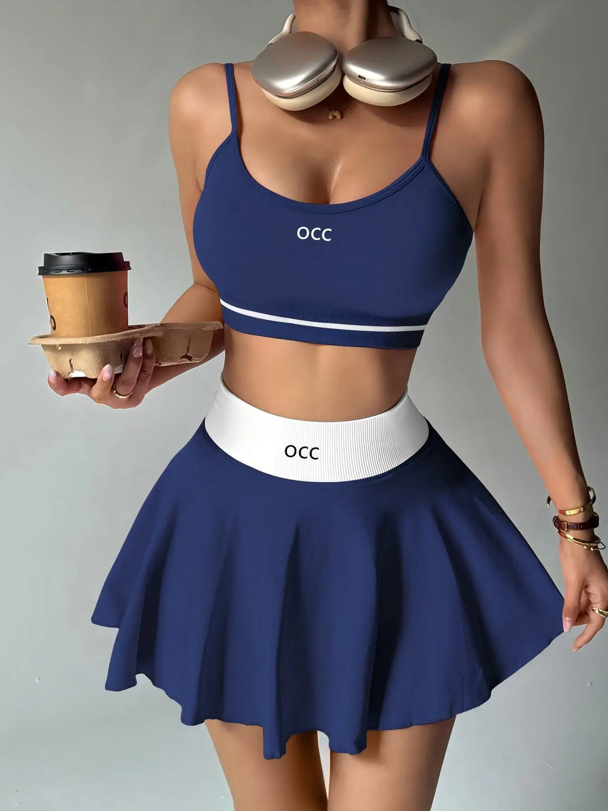 Yoga bra, high waisted tennis skirt, running and fitness pleated skirt, two-piece set, women's comfortable tennis skirt
