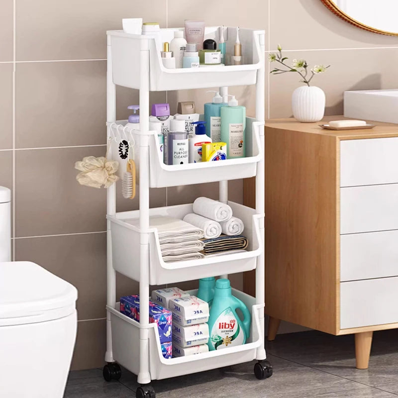 Kitchen Organizer Storage Rack Mobile Snack Toy Trolley Desk Side Book Shelf Rack Wheels