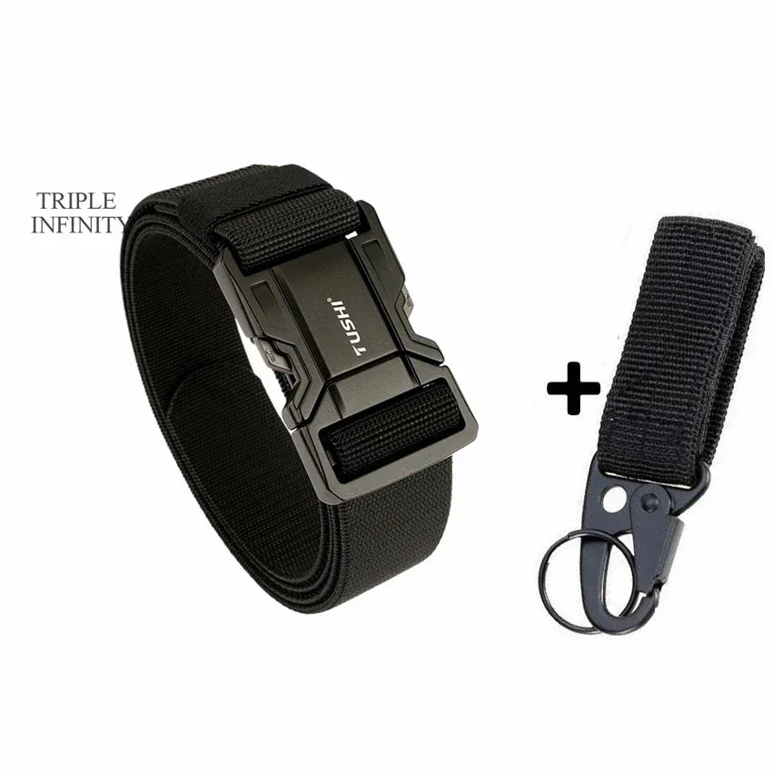 Quick Release Military Tactical Belts With Metal Buckle Durable Elastic Waist Belt Men Outdoor Training Stretch Strap For Pants