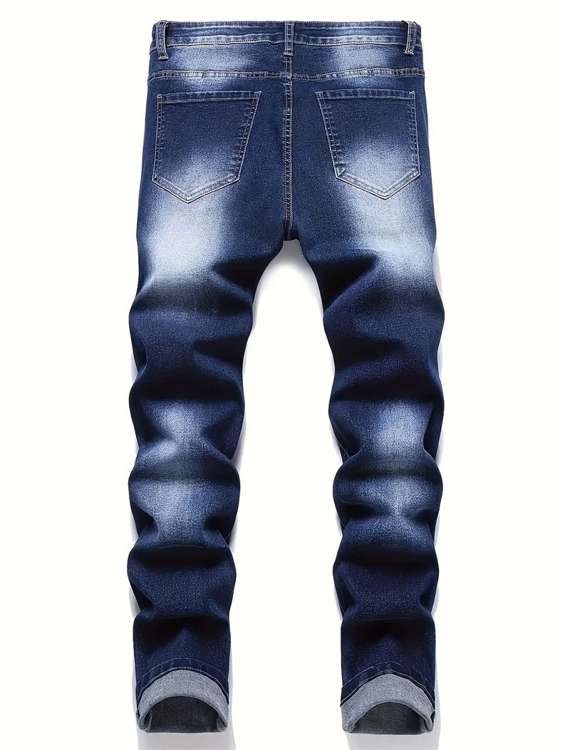 Riding Motorcycle Mens Pants Hip Hop Ripped Skinny Jeans Breathable Casual Fashion Blue Denim Trousers Streetwear Men Clothing
